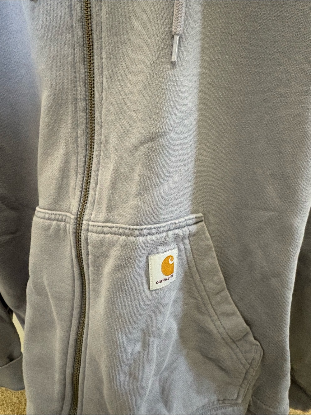 Women's Carhart Hooded Zip-Up Jacket in Light Gray-Blue - Picture 2 of 3